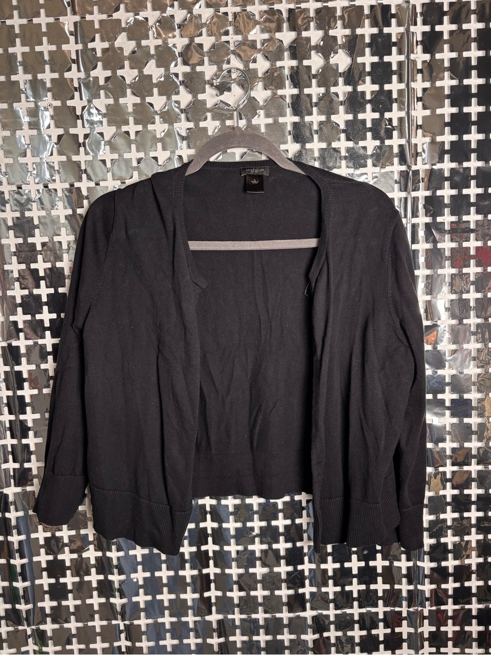 Ann Taylor Black Open-Front Cardigan